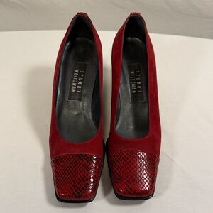 Stuart Weitzman Burgundy Suede Heels With Leather Sole Size 6.5B